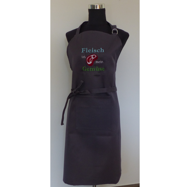 Schürze anthrazit „Fleisch ist mein Gemüse“