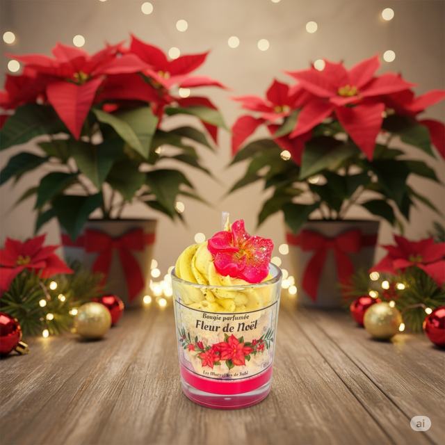 Bougie mini fleur de Noël