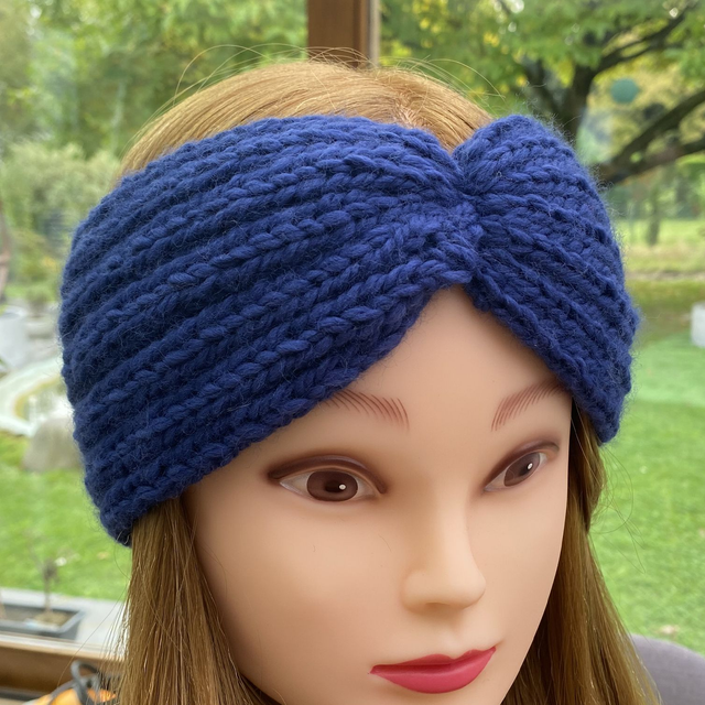 Bandeau large laine Bleu Roy