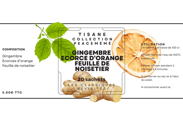 COLLECTION PEACEMEME Tisane "Gingembre Ecorce d'orange Feuille de noisetier"