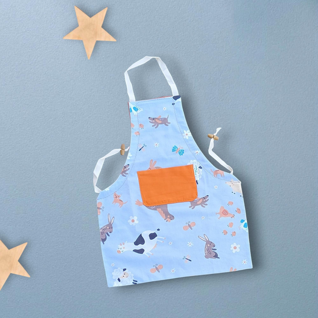  Tablier de Cuisine ou Activités pour Enfants en Coton Personnalisé réglable Ferme