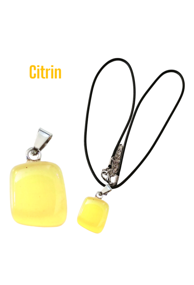 Naturstein Halskette Quader Citrin
