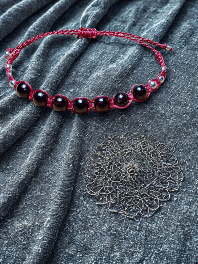 Bracelet Shamballa Grenat - Énergie, vitalité & créativité