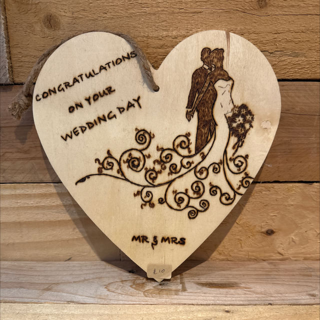Pyrography Wedding Hanger 