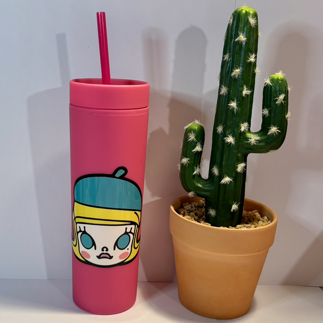 Pink Straw Cup inspired by PopMart Molly