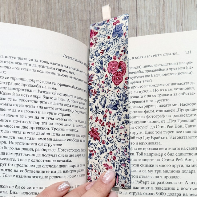 Marque page coton fleuri