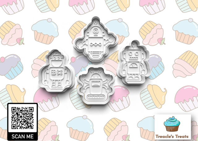 Robots Theme Fondant/cookie stamps with cutters