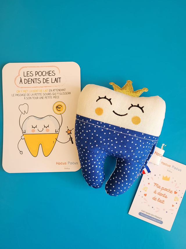 pochette à dent de lait - Bleu  roi - marque HOCUS POCUS Baby