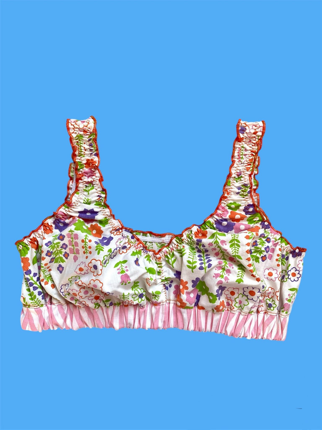 Brassière upcyclée fleurie - taille XS