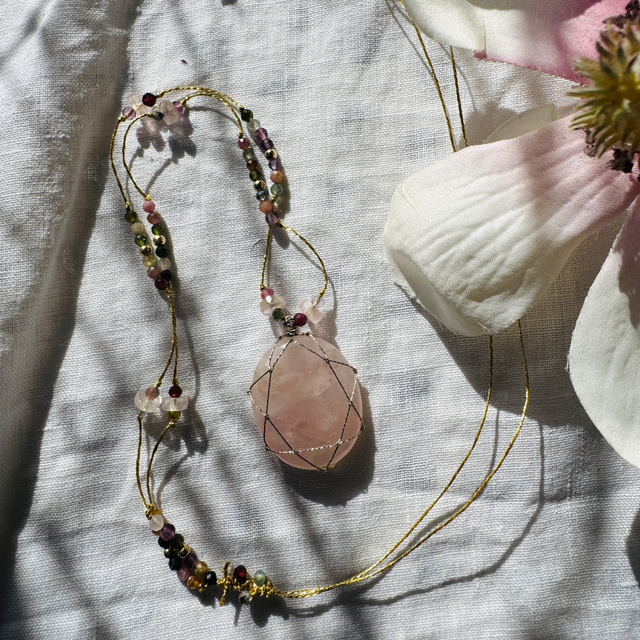 Sautoir Quartz Rose