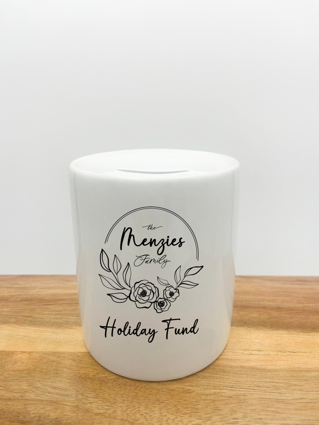 Personalised Money Box - Holiday Fund