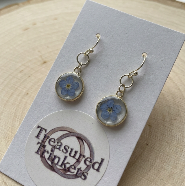 Round Dangle Forget Me Not Earrings - TT101