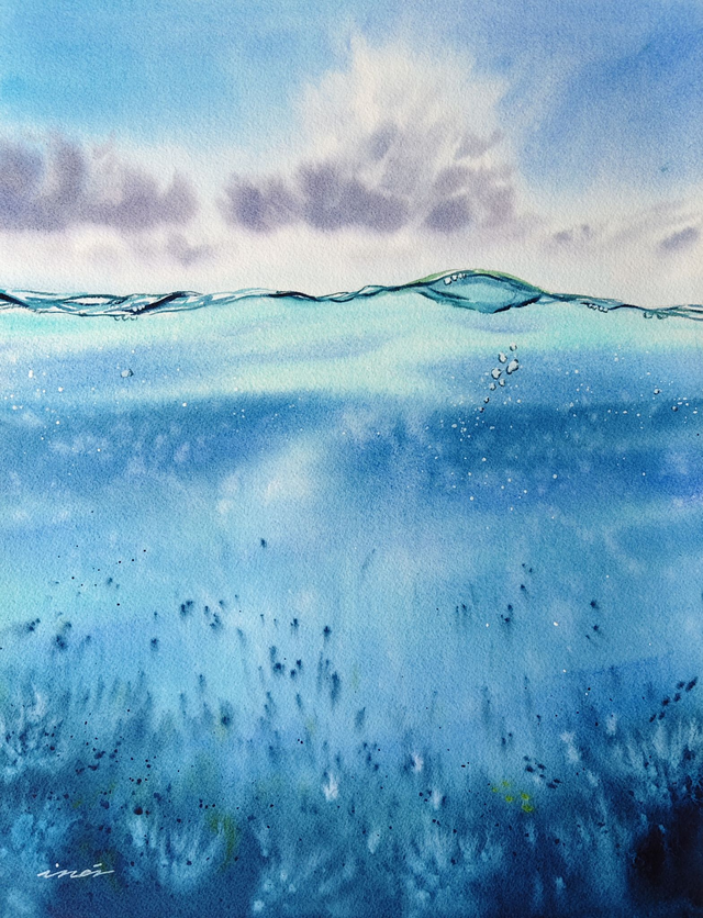 Mundos azules I  - ORIGINAL 31 x 41 cm 