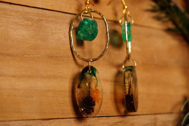 Boucles d'oreilles - Les givrées - Vert foncé