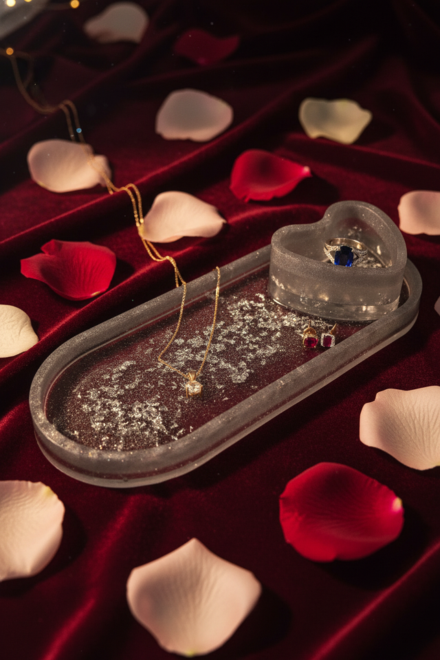 Plateau bijoux coeur- Feuille d'argent