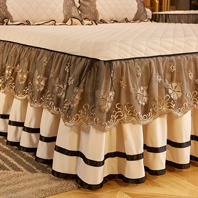 Thickened autumn and winter lace bed skirt 3pcs 
