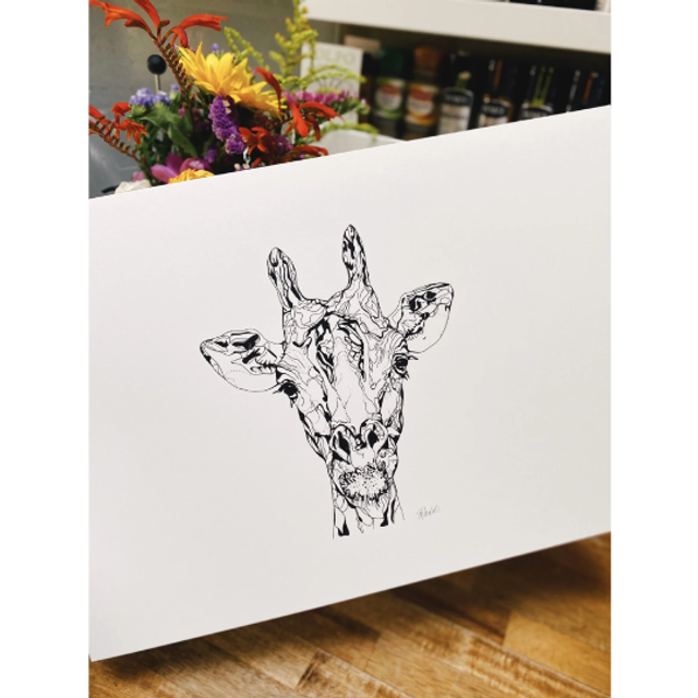 B&W A3 print - giraffe