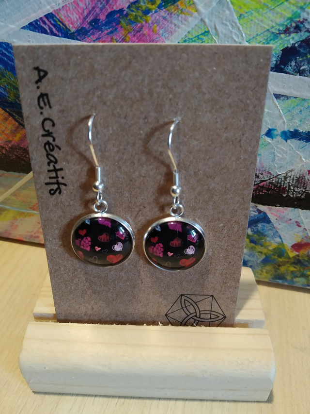 Boucles D&#039;oreilles Cabochons Coeur 