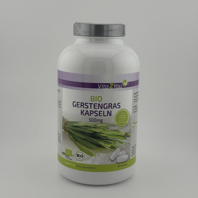 Vita2You Bio Gerstengras Kapseln - 360 Kapseln - 500mg pro Kapsel - deutscher Anbau