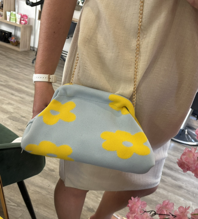 Sac a fleurs bleu et jaune 