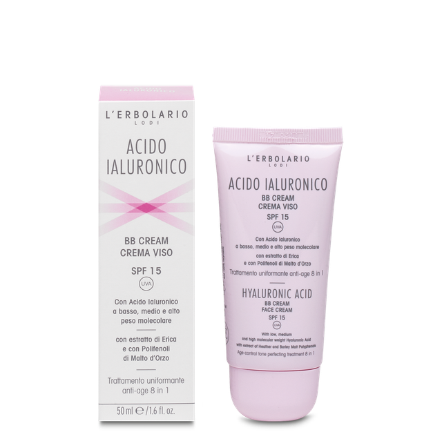 Acido Ialuronico BB Cream Crema Viso SPF15 Trattamento uniformante anti-age 8 in 1 50 ml