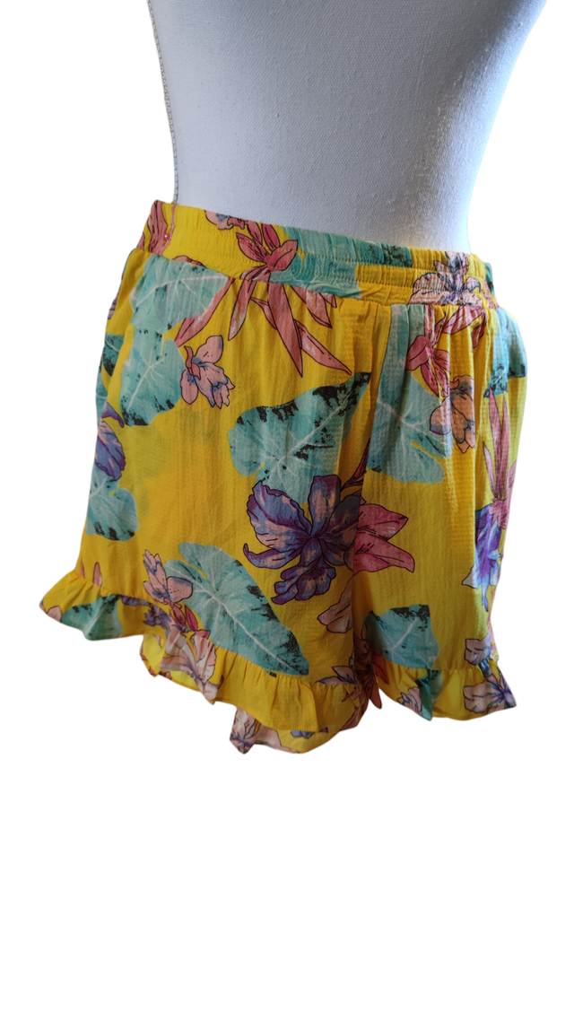 Short jaune à fleurs taille M (Influencer) 