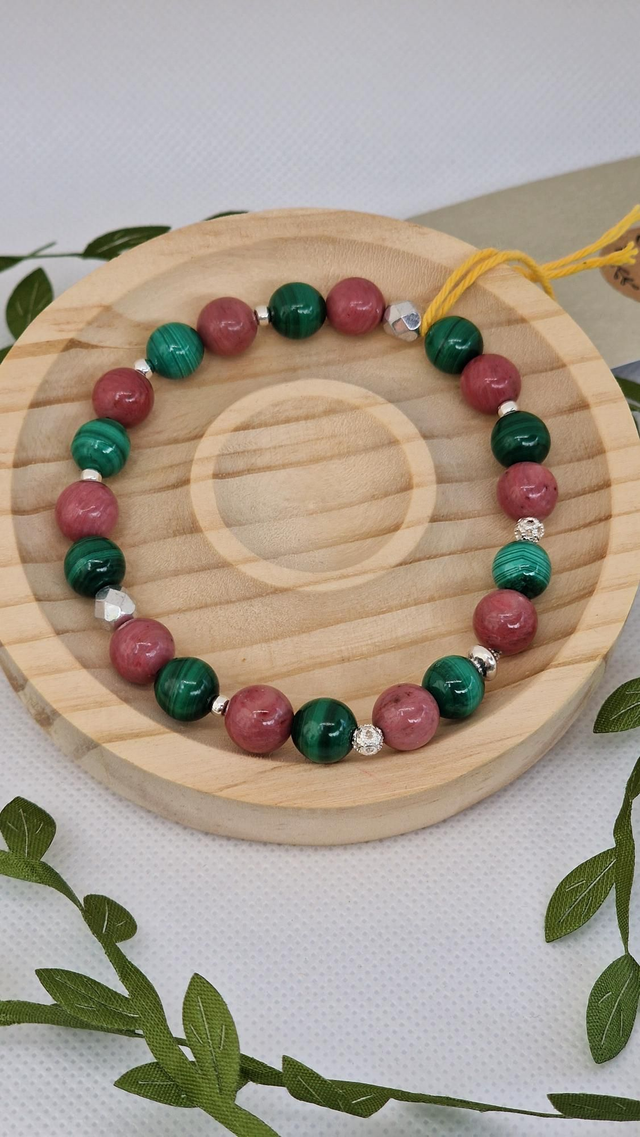 Bracelet Rhodonite, Malachite en 0,8 cm 