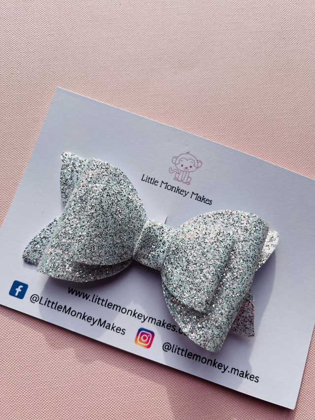 Silver glitter bow