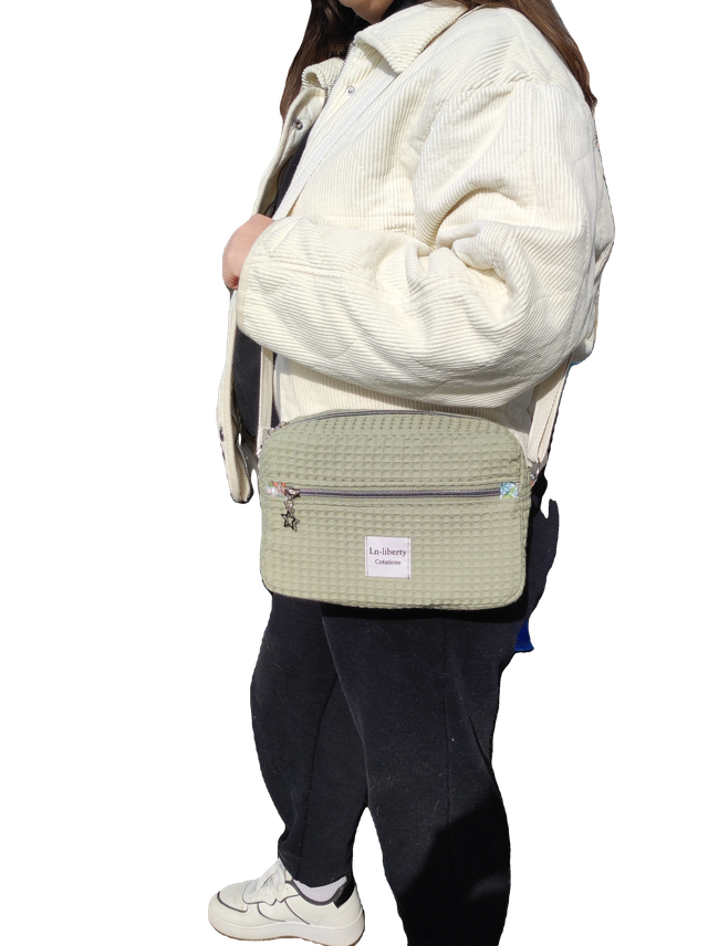 Sac bandoulière nid d&#039;abeille olive