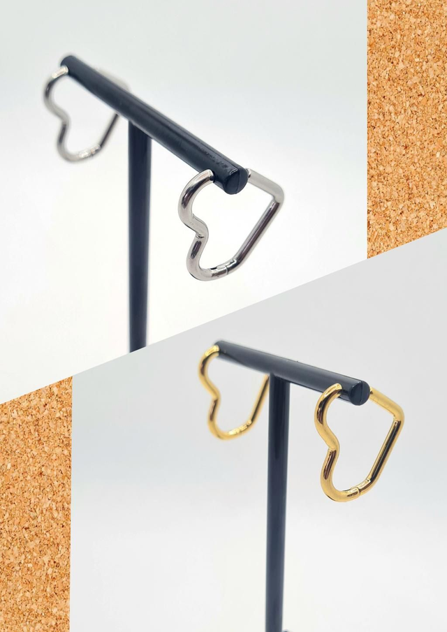 Créoles coeur médium en acier inoxydable or ou argent 