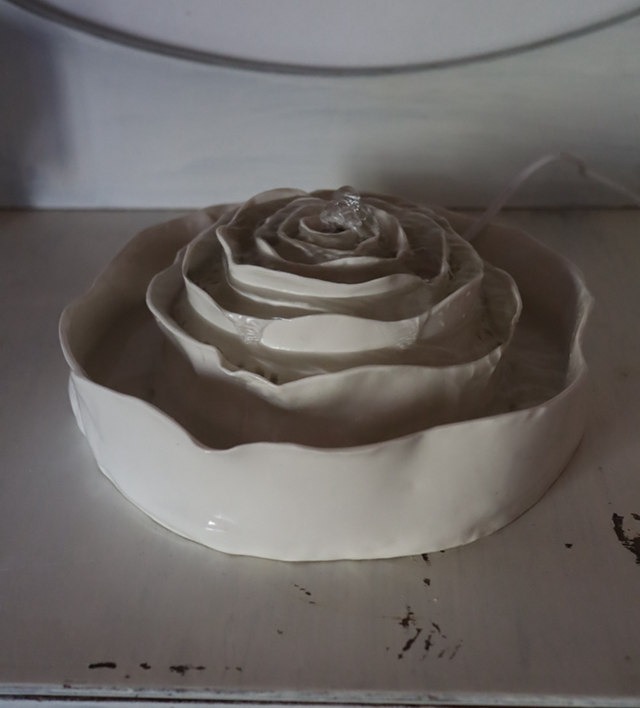 Porcelain Rose Water Fountain Indoor with light, handmade