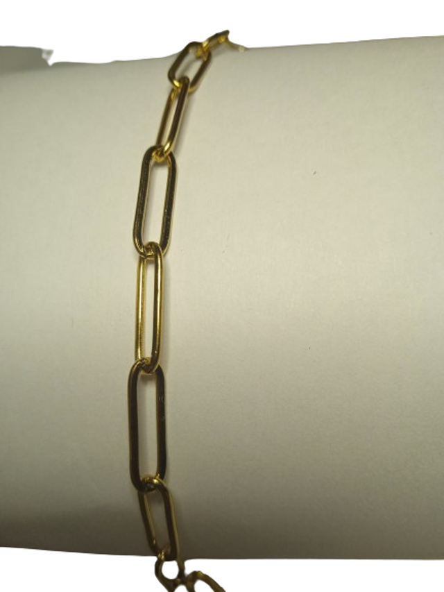 chaine collier /bracelet trombone large en acier inoxydable or/argent