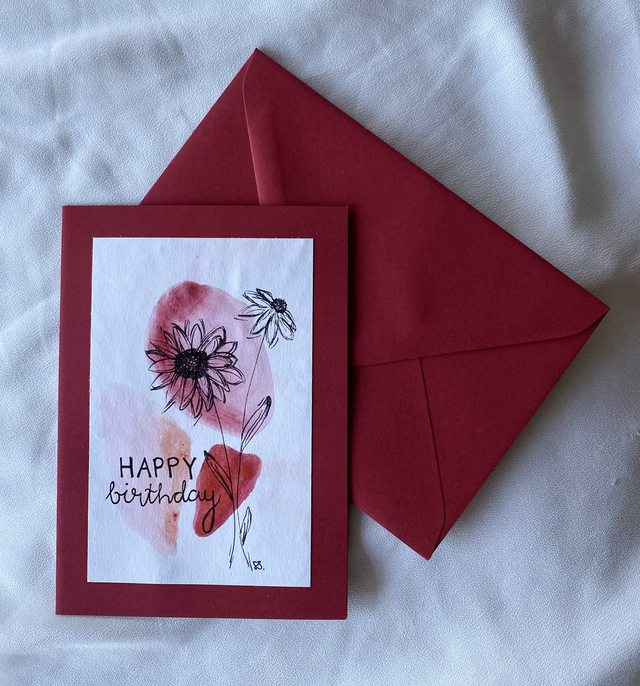 Doppelkarte - Geburtstagsrot