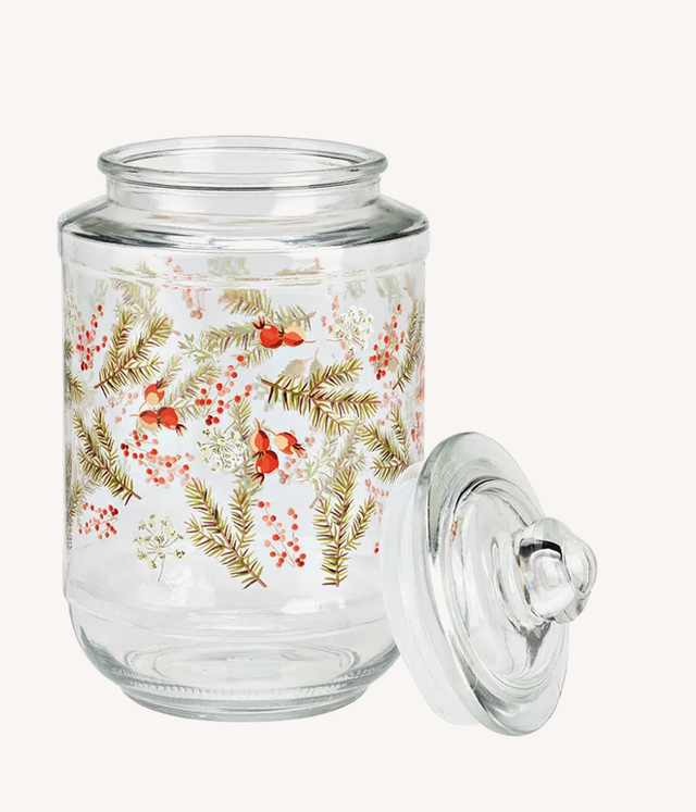 Voorraadpot met kerst decoratie van transparant glas