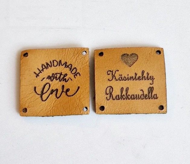 Handmade with love /käsintehty rakkaudella nahkamerkki 10 kpl