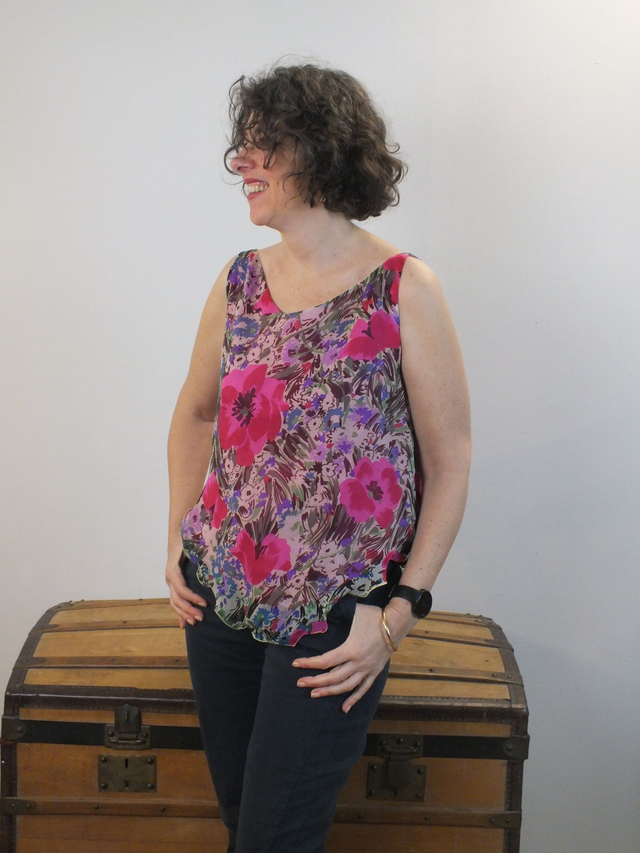 Top mousseline soie fleurie