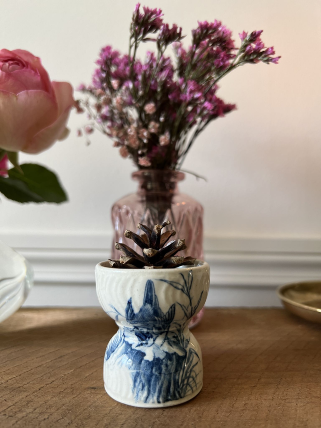 COQUETIER OISEAUX 5 - Coquetier Diabolo aux oiseaux de la manufacture de Gien - Terre de Fer