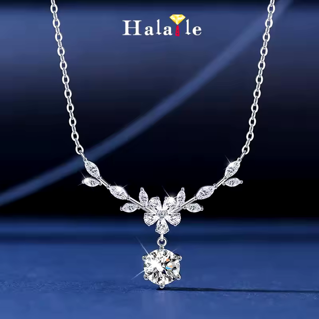 Halaile D Color Moissanite S925 Sterling Silver Cassia Twig Necklace Trendy Neck Chain Fine Jewelry Women Wedding Gift