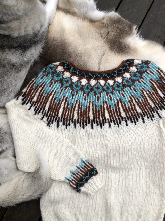 Hopi Sweater Kit - Col 29 (Ecru Luna, Varde and Vidde) - Wool & Pattern - Linka Neumann