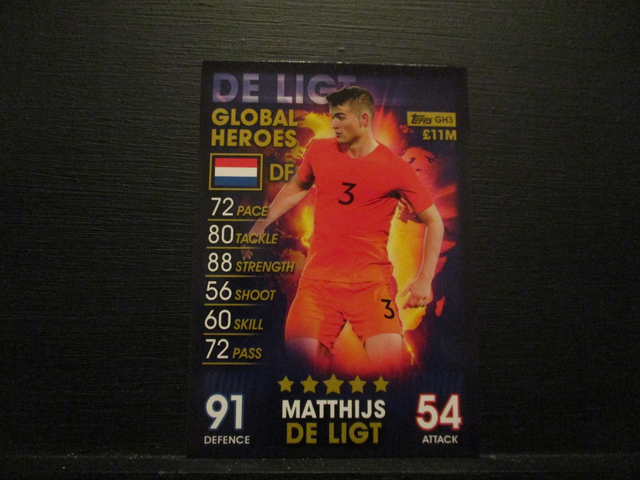 Matthijs De Ligt - Global Heroes Match Attax 101 Original Trading Card