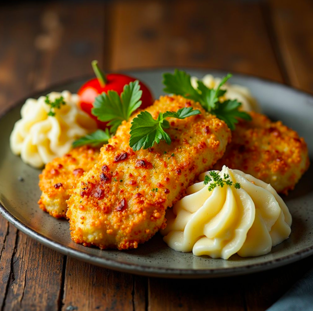 Chicken Schnitzel &amp; Mash Potatoes (2)