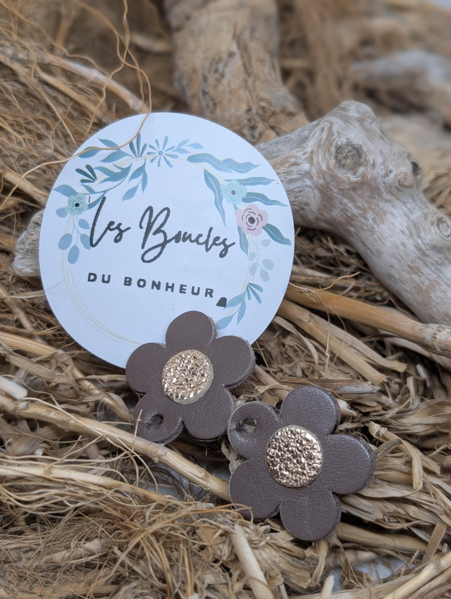 Pampilles marguerite marron doré pam026