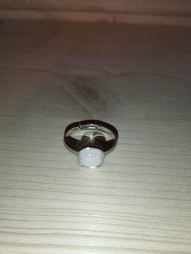 Quartz rose bague réglable en métal argenté 