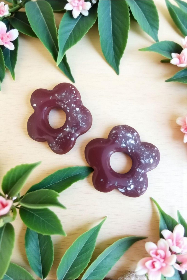 Pampilles interchangeables marron et feuilles argenté 