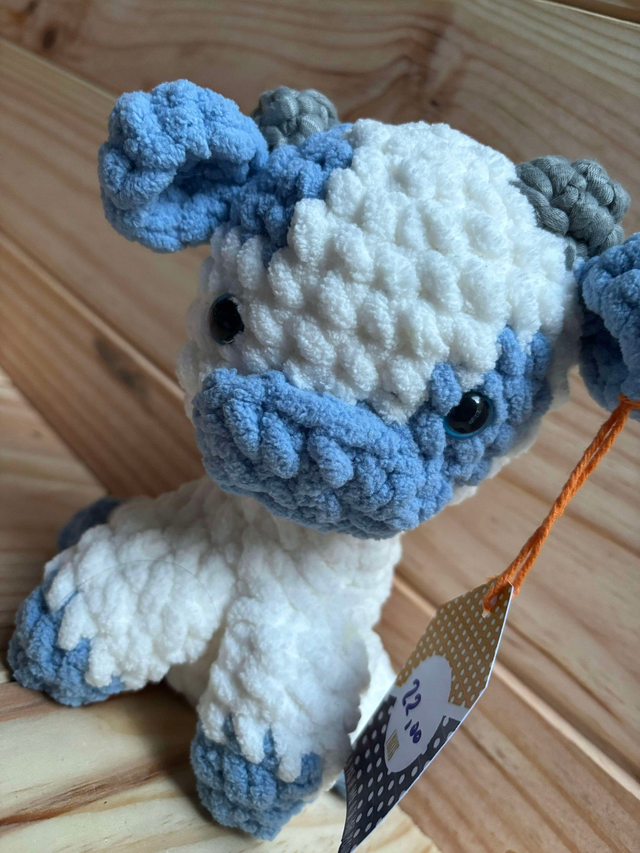 petite vache Blanche/bleu 