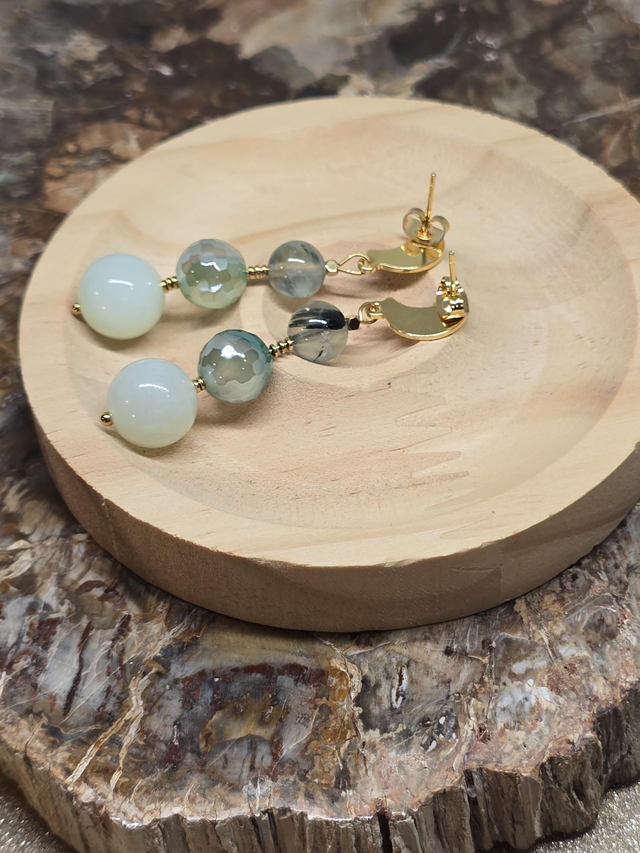 Boucles d'oreilles Jade et Phrénite