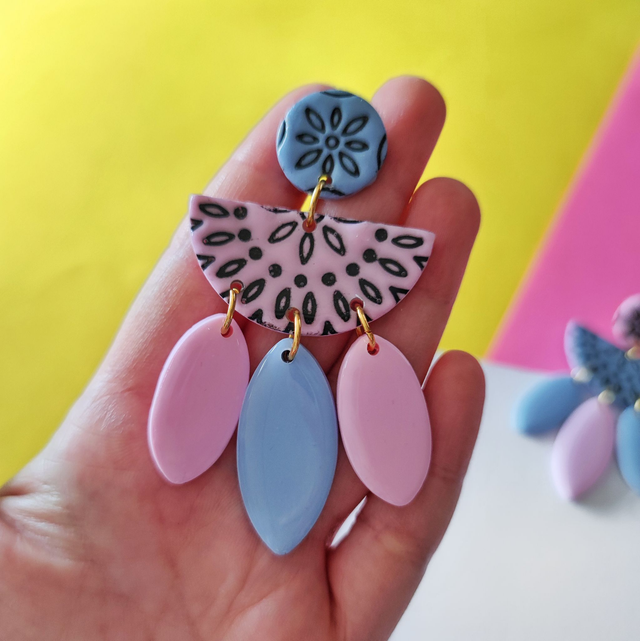 Pendientes FILIGRANA ROSA/AZUL