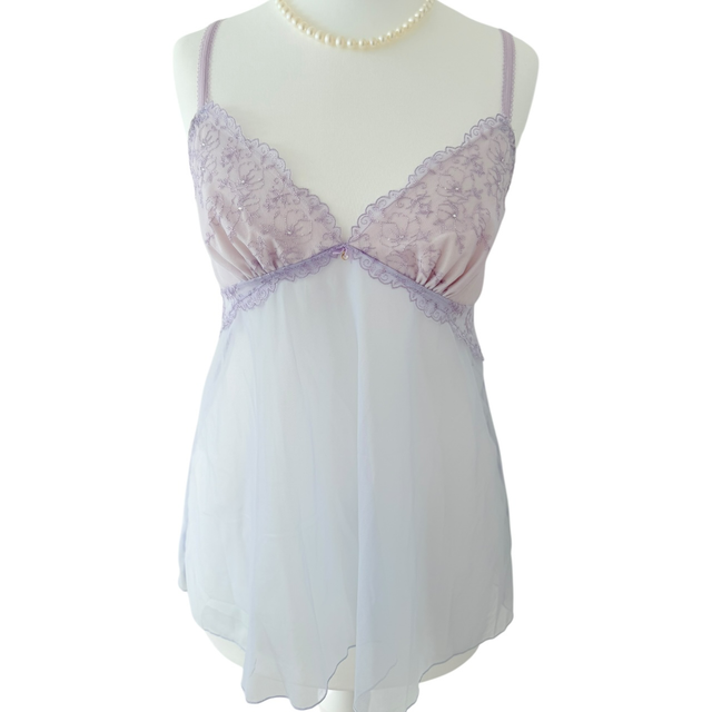 Japanese brand coquette pastel purple embroidered and embellished cups cami  