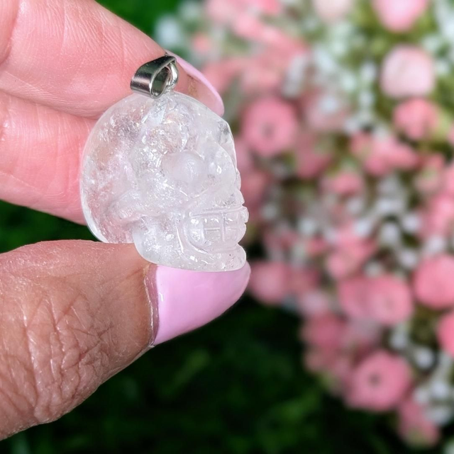 Clear Quartz Skull Pendant 