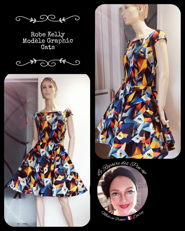 Robe Kelly Modèle Graphic Cats T44/48